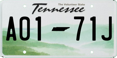 TN license plate A0171J