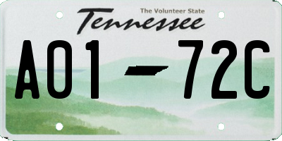 TN license plate A0172C