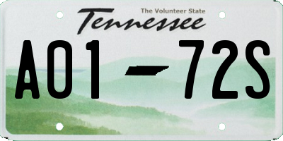 TN license plate A0172S