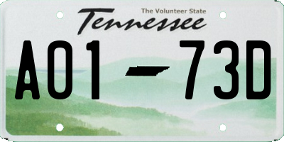 TN license plate A0173D