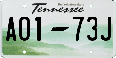 TN license plate A0173J