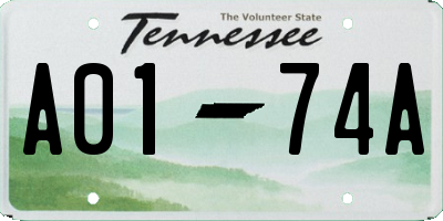 TN license plate A0174A
