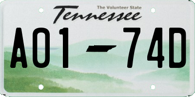 TN license plate A0174D