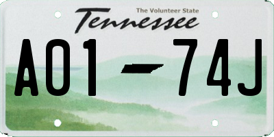 TN license plate A0174J