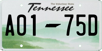 TN license plate A0175D