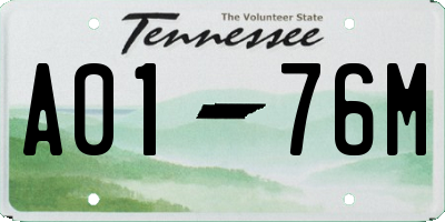 TN license plate A0176M