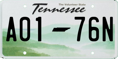 TN license plate A0176N