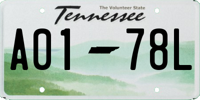 TN license plate A0178L
