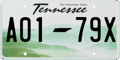 TN license plate A0179X