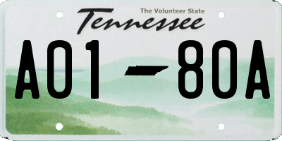 TN license plate A0180A