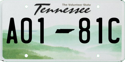 TN license plate A0181C