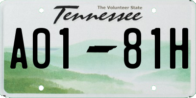 TN license plate A0181H