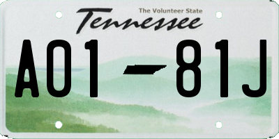 TN license plate A0181J
