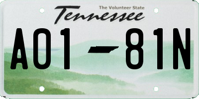 TN license plate A0181N