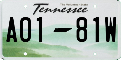 TN license plate A0181W