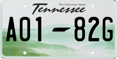 TN license plate A0182G