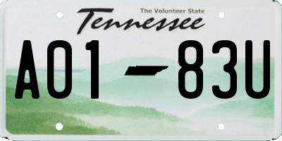 TN license plate A0183U