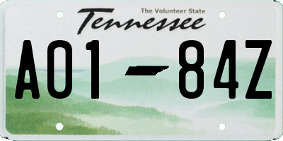 TN license plate A0184Z