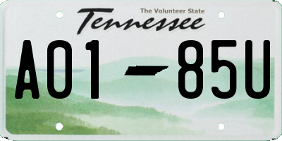 TN license plate A0185U
