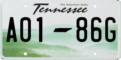TN license plate A0186G
