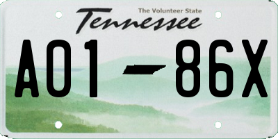 TN license plate A0186X