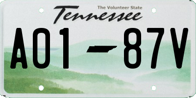 TN license plate A0187V