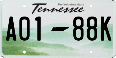 TN license plate A0188K