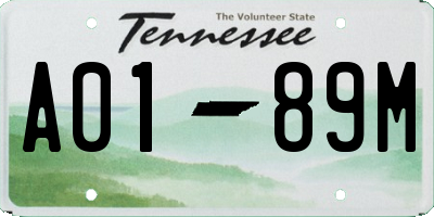 TN license plate A0189M