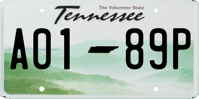 TN license plate A0189P