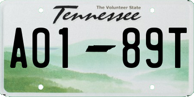 TN license plate A0189T