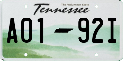 TN license plate A0192I