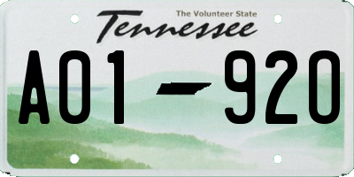 TN license plate A0192O