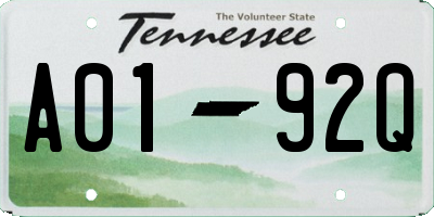 TN license plate A0192Q