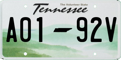 TN license plate A0192V