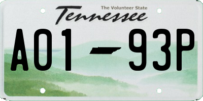 TN license plate A0193P