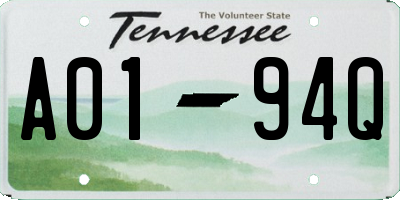 TN license plate A0194Q