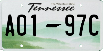 TN license plate A0197C