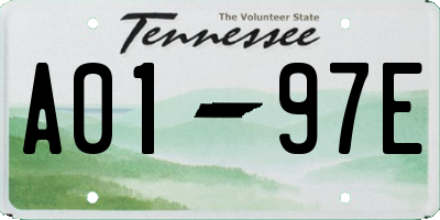 TN license plate A0197E
