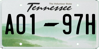 TN license plate A0197H