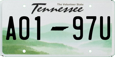 TN license plate A0197U