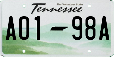 TN license plate A0198A