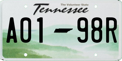 TN license plate A0198R