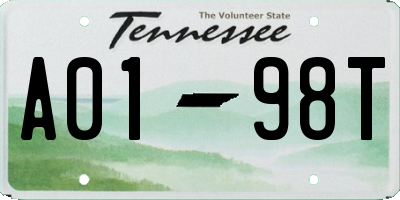 TN license plate A0198T