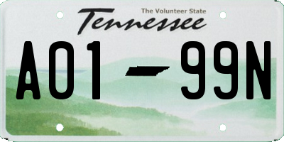 TN license plate A0199N