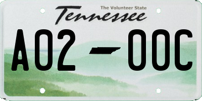 TN license plate A0200C