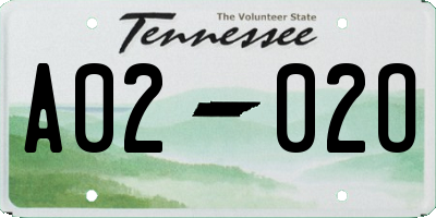 TN license plate A0202O