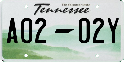 TN license plate A0202Y