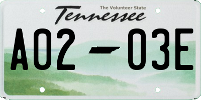 TN license plate A0203E