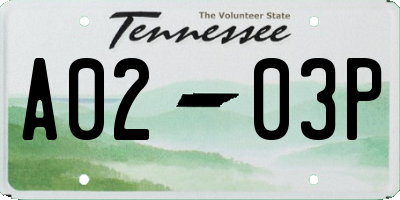 TN license plate A0203P