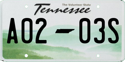 TN license plate A0203S
